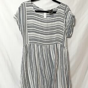 K by Kinnucan’s Blue & White Baby Doll Dress Womens S Lagenlook Beachy Coastal